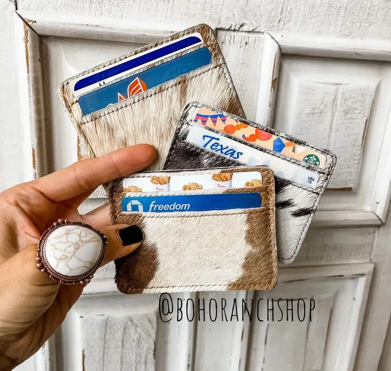 Boho Ranch Shop - Wholesale Card Holder - Women's - Western Cowhide Credit Card Holder - Money holder12