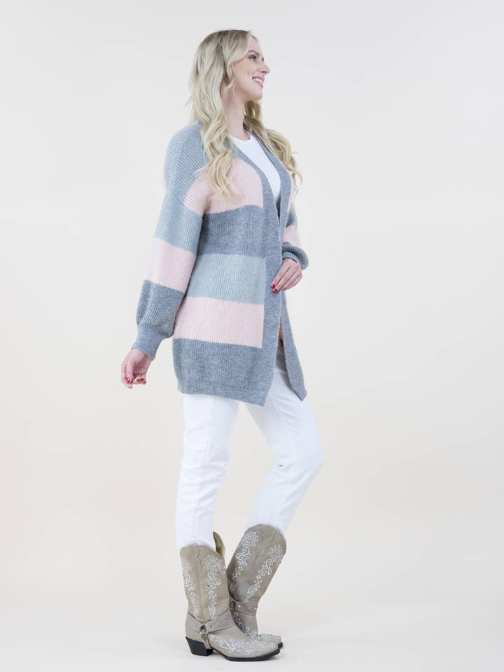 Original USA - Wholesale Cardigan - Women's - Knitted Stripe Cardigan8