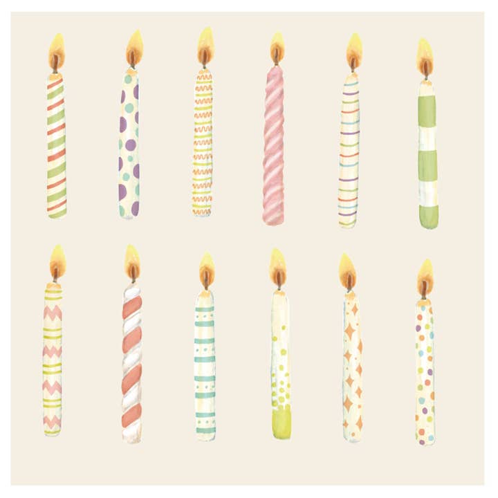 Serviettes à cocktail avec bougies d'anniversaire - Paquet de 20 pour la vente par Hester & Cook - Stationery
