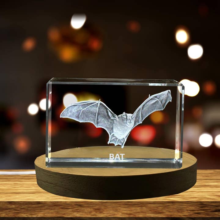 Recognition 3D Engraved Crystal Gift Bat - Animal Unique for wholesale by AB Crystal Collection