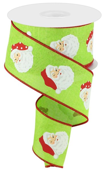 Amber Marie & Company - Vente Ruban – emballage cadeau - Têtes de Père Noël verticales/ruban royal de 2,5 po x 10 vg0