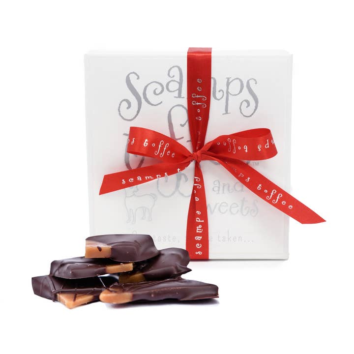 4oz Box - Holiday Toffee - Chocolate Covered for wholesale by Scamps Toffee