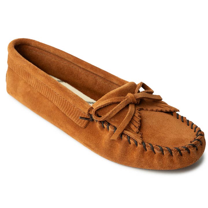 Women's Kilty Suede Slip-On Softsole Moccasin Shoe for wholesale by Minnetonka