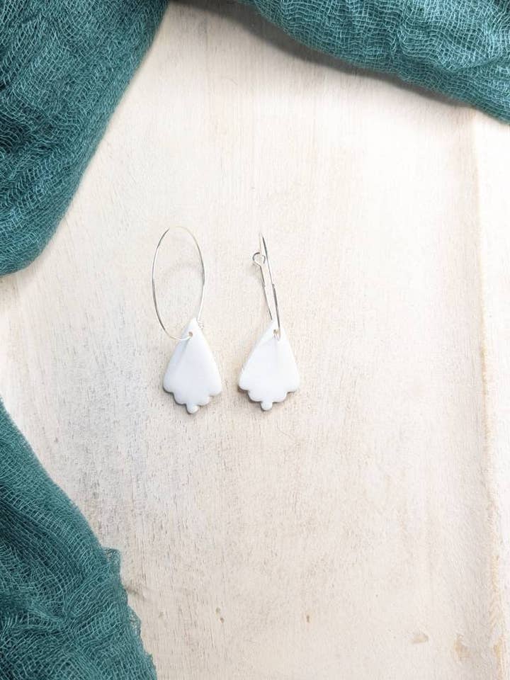 White Clay Earrings, Bridal Earrings, Neutral Earrings, Hand for wholesale by Nettie's Clayhouse