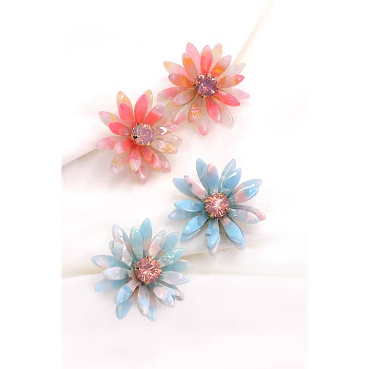 JOSSLYN by wall to wall - Wholesale Stud/Post Earrings - RESIN RHINESTONE DAISY STUD EARRINGS | 80E750