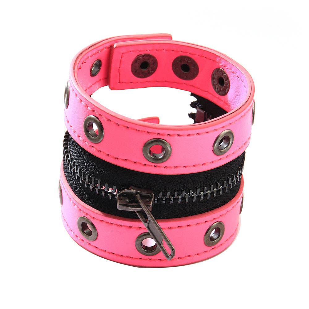 Ole – wholesale Manschettarmband – Punk Nitar Hål Dragkedja Tryckknapp Armband B40183