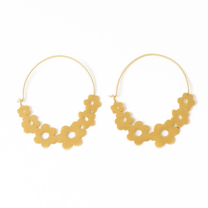 INK + ALLOY - Wholesale Hoop Earrings - Maeve Floral Wrapped Hoop Brass Wholesale