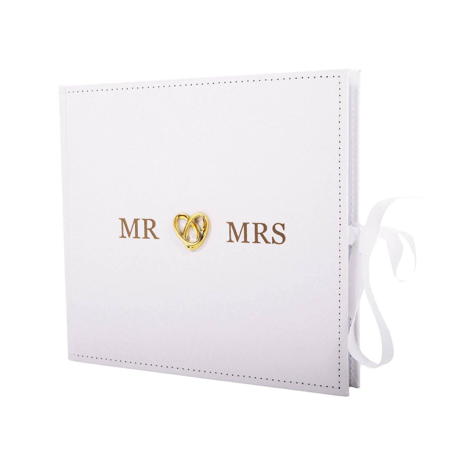 Happy Homewares – wholesale Photo album – Beautiful Ivory Suede Wedding Album Holding 160 4" x 6" Photos with Gold Hearts1