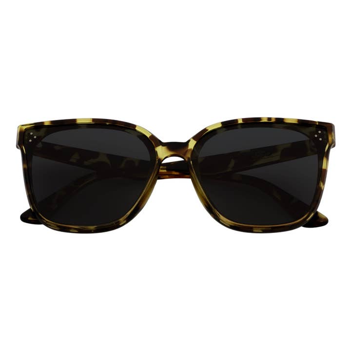 MYA - Lunettes de soleil oversize pour femmes polarisées œil de chat à 3 broches vert tortue fumée pour la vente par Morspecs