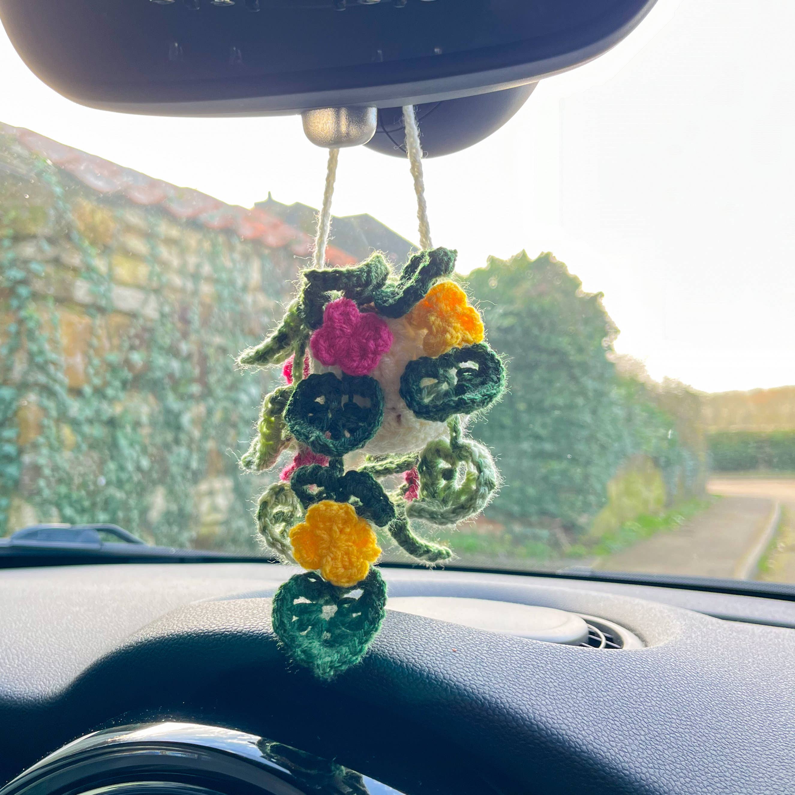 Anh2 LTD - Vente Breloque décorative pour voiture – femme - Miroir de voiture Monstera Plant à suspendre au crochet, cadeau pour amoureux des plantes1