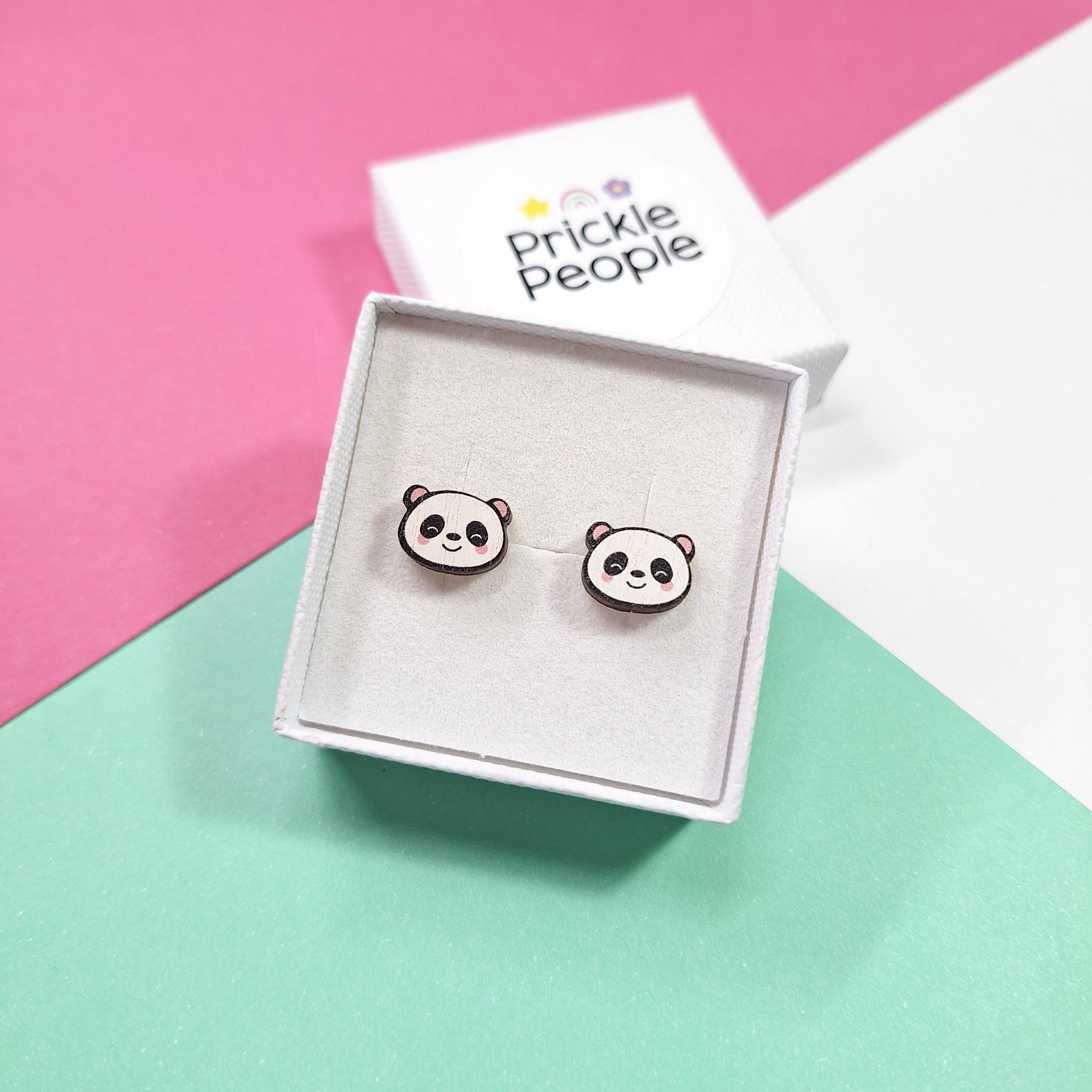 Prickle People - Wholesale Stud/Post Earrings - Panda Stud Earrings - Handmade Eco Wood4