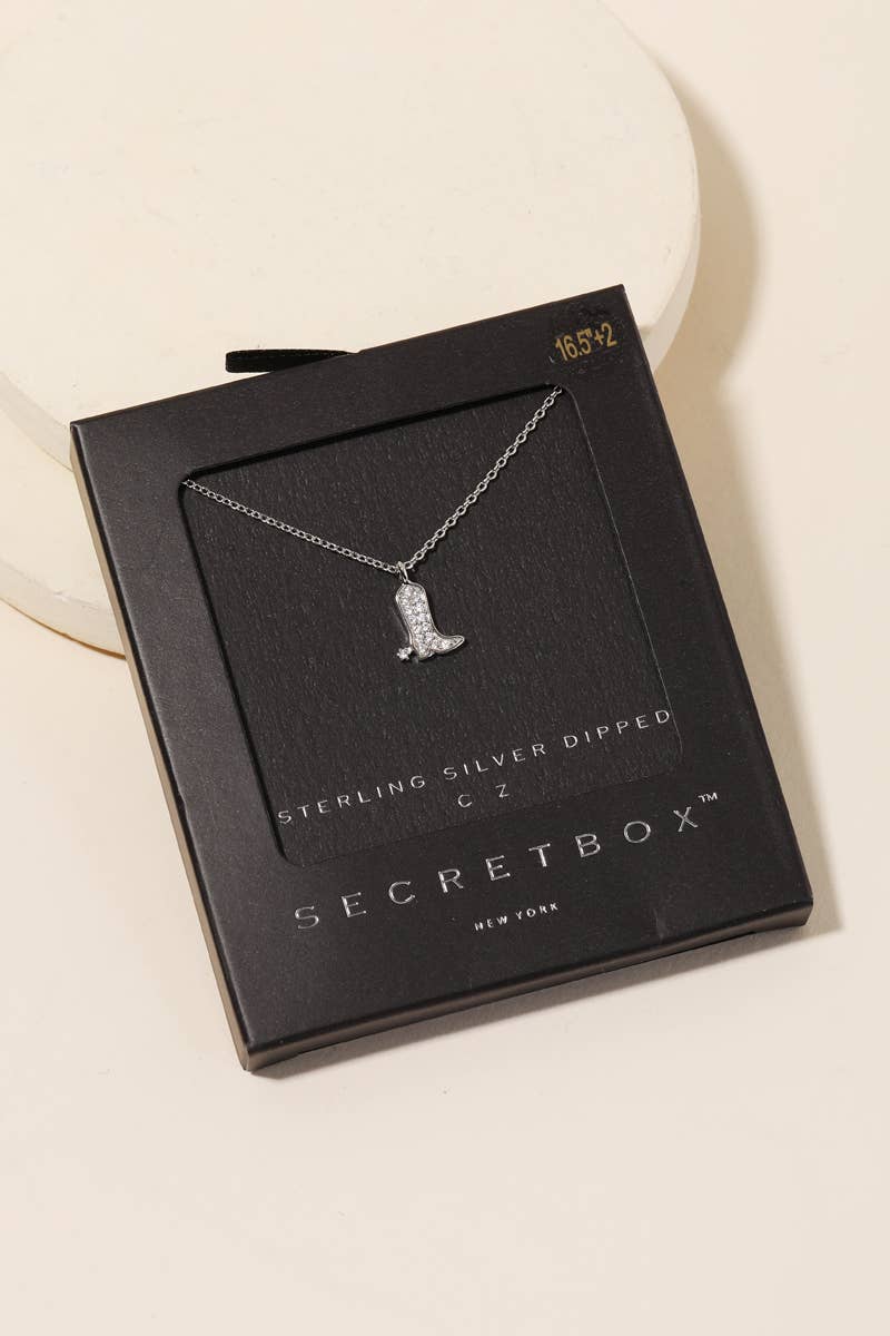 Anarchy Street - Wholesale Pendant/Charm Necklace - Secret Box Pave Western Cowboy Boot Pendant Necklace3