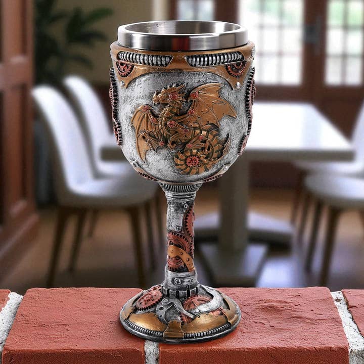Steampunk Dragon Wine Goblet for wholesale by Pacific Trading