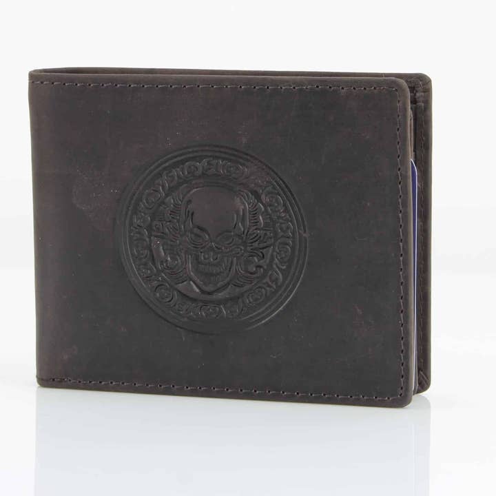 Leather Impressions Inc - Wholesale Wallet - Men's - American Bison Skull Embossed Leather Bi Fold Wallet12