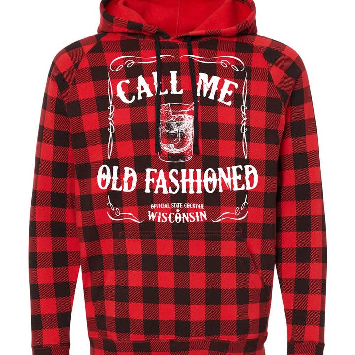 Call Me ouderwetse uniseks rode buffelplaid hoodie voor wholesale door Wi-Wear