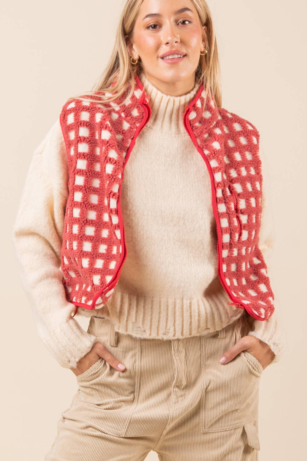 VERY J – Engroshandel Vest - Dame – NJ90128-trykt sød fleece vest19