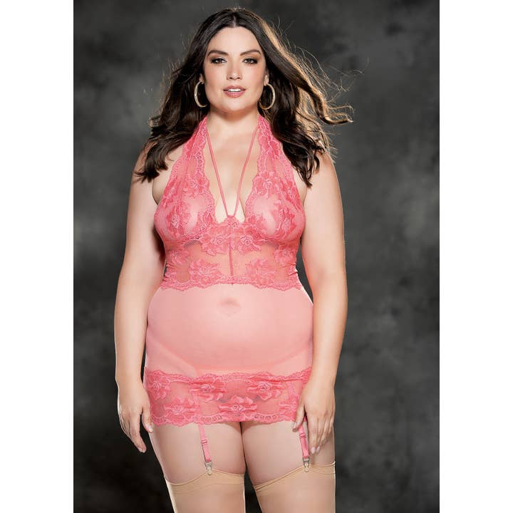 Gartered Strech Lace Chemise for wholesale by Shirley of Hollywood