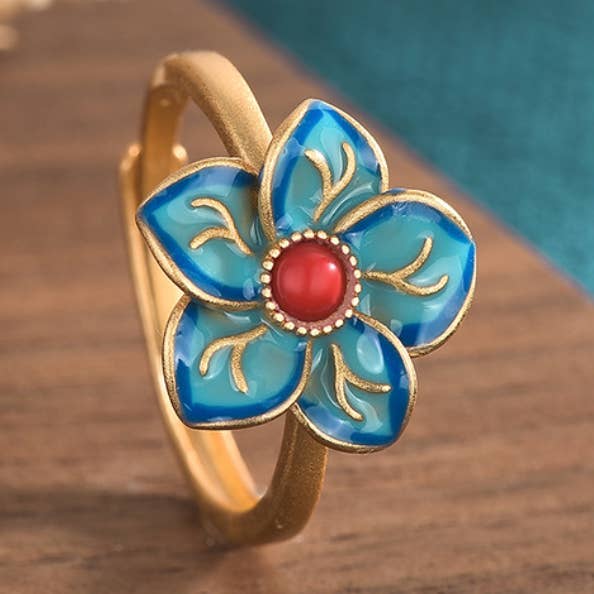 Emaille bloem open ring voor wholesale door Bright MacMing