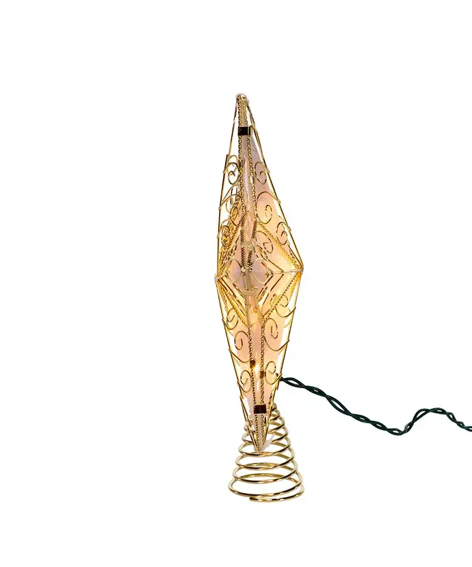 Kurt S. Adler, Inc. - Wholesale Tree Topper - UL 10 Light 8.5" Gold Refl Star Tree Topper2