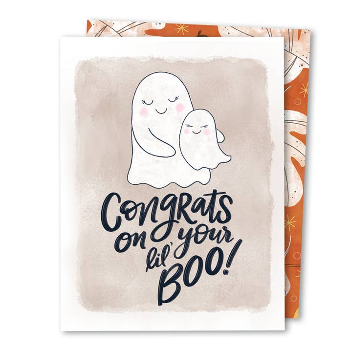 The Noble Paperie - Wholesale Babykaartje - Gefeliciteerd met je liefje | Halloween Ghost New Baby Shower-kaart