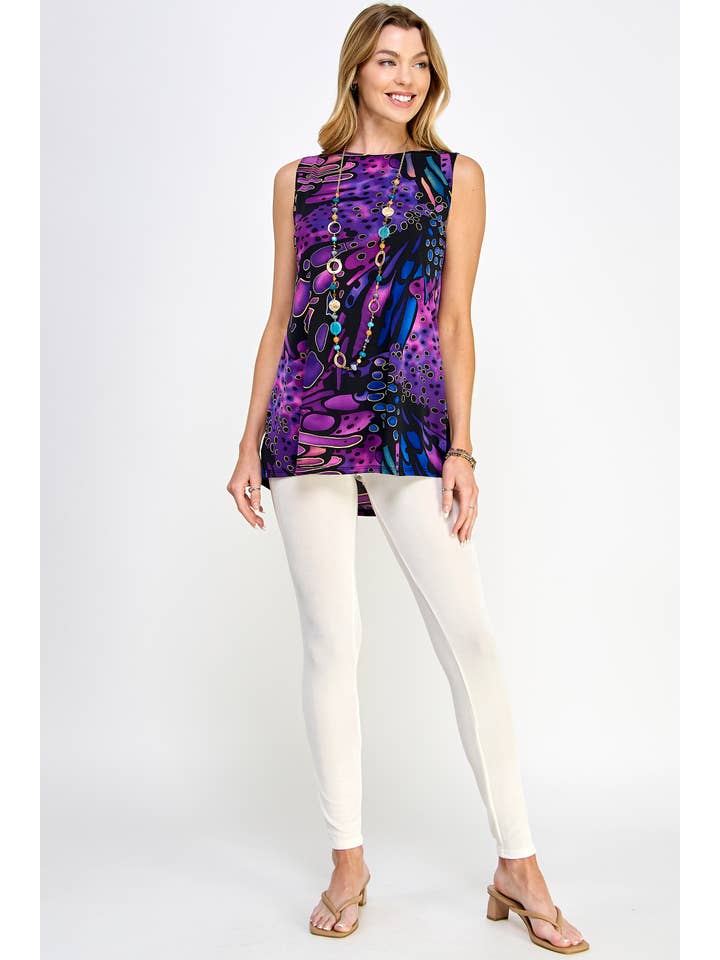 Jostar - Wholesale Tunic - Women's - Print Boat Neckline Top-2063HT-TRP1-W207