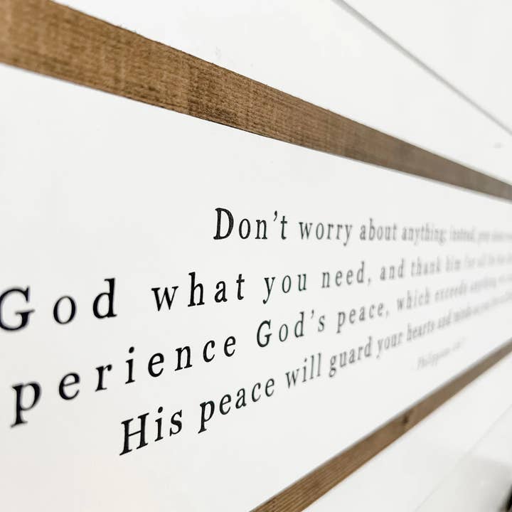 WillowBee Signs & Designs - Vendita all'ingrosso Cartelli - Versetto della Bibbia - Filippesi 4:6-7