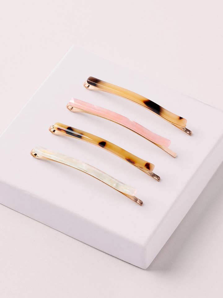 Marble Slim Bobby Pins Set - Multi-Color for wholesale by The Hair Edit