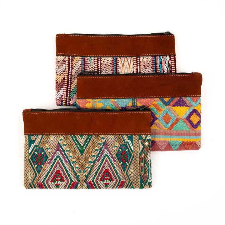 Altiplano - Wholesale Makeup/Cosmetic Bag - Muted Huipile & Leather Cosmetic Bag3