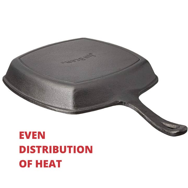 Style Asia - Wholesale Cast Iron Skillet - Jim Beam 10.5" Pre Seasoned Cast Iron Square Pan