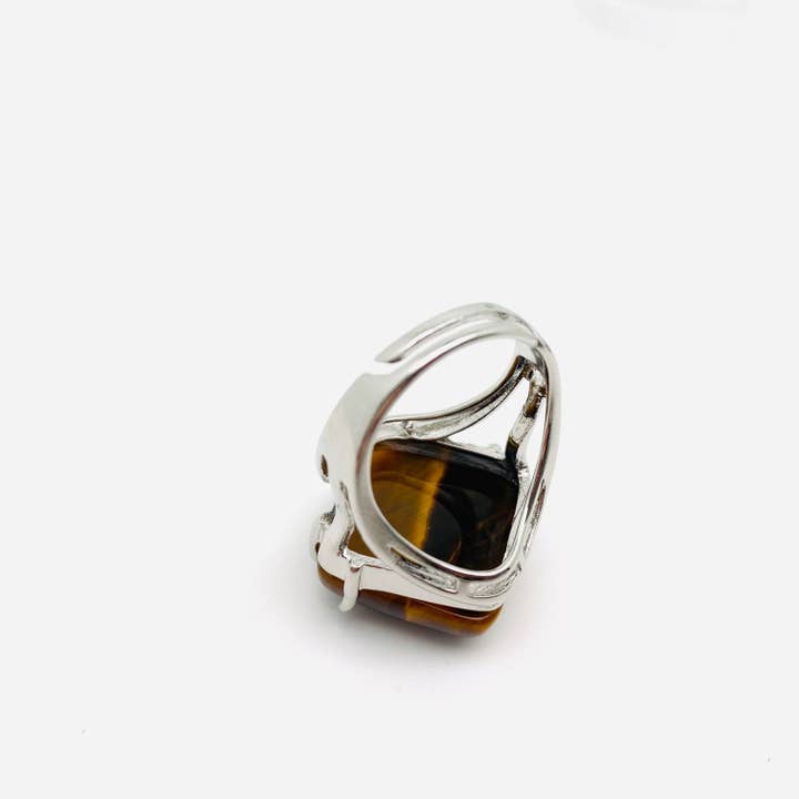 Mio Queena - Wholesale Cocktail/Statement Ring - Multi-style Rhombus Natural Stone Crystal Rings - CS