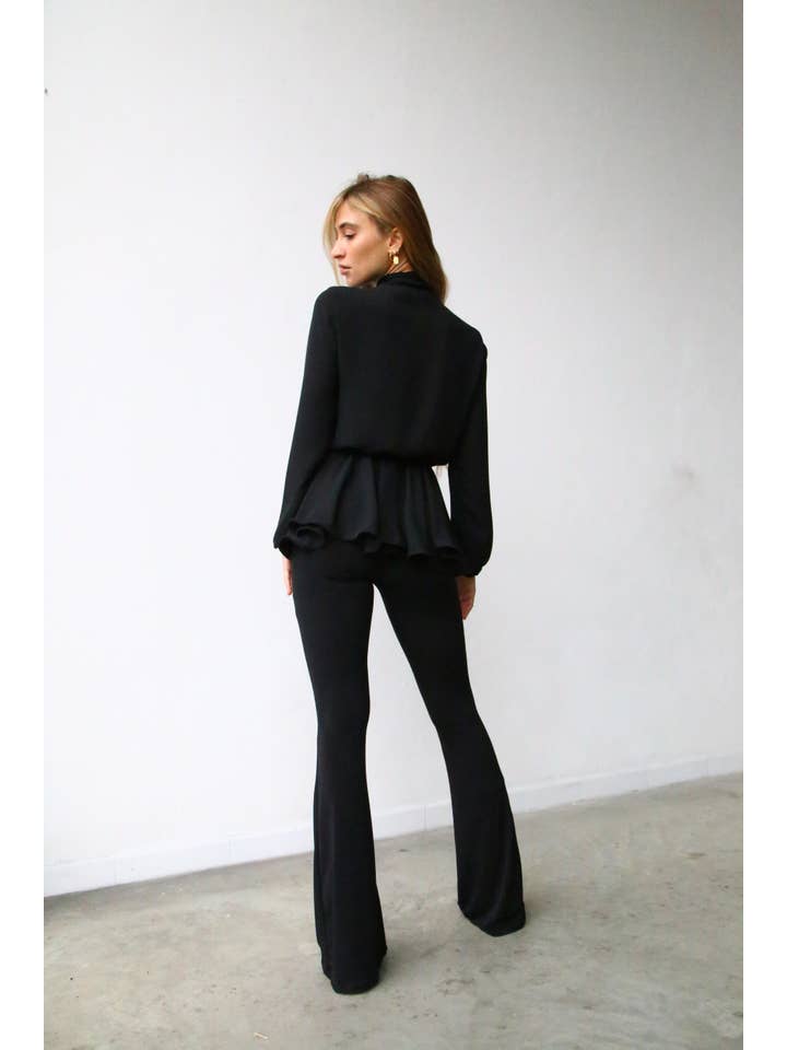 Sable A6038 BLOUSE WITH BOW AT THE NECK WITH BLACK VOILLE RUFFLE for wholesale on Faire3