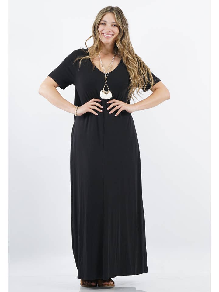 42POPS - Wholesale Dress - Women's - ",,,,..._ Plus size Maxi Dress with side-pockets