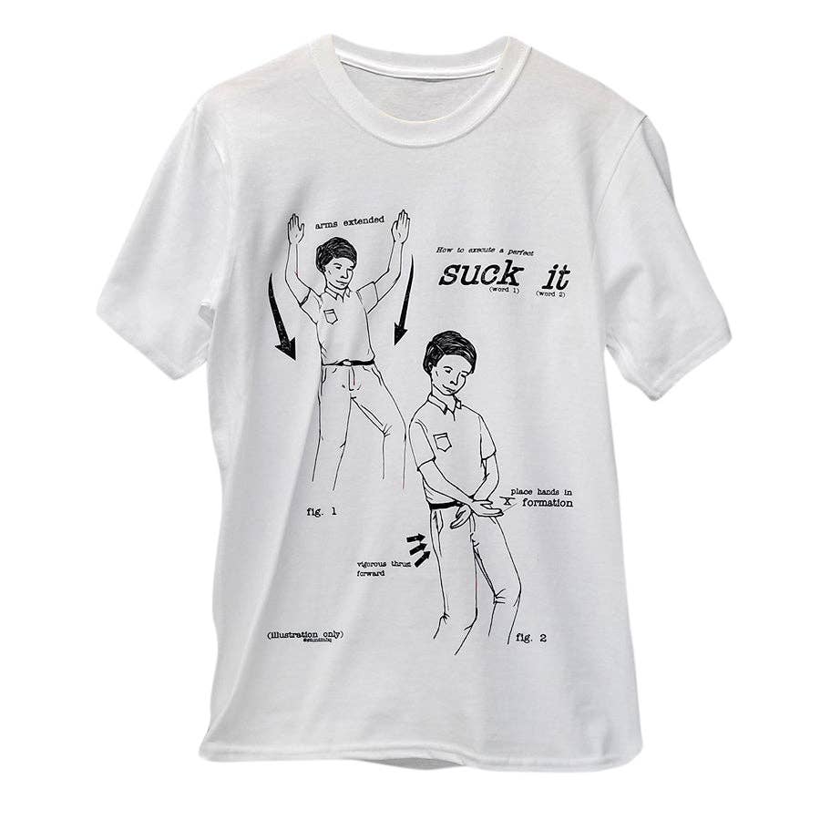 Stuntin Goods – T-shirt estampada - Unissexo por atacado – Camiseta Instrutiva Suck It0