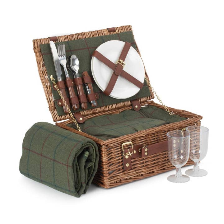 2 Persons Green Tweed Classic picknickkorg för wholesale av Red Hamper