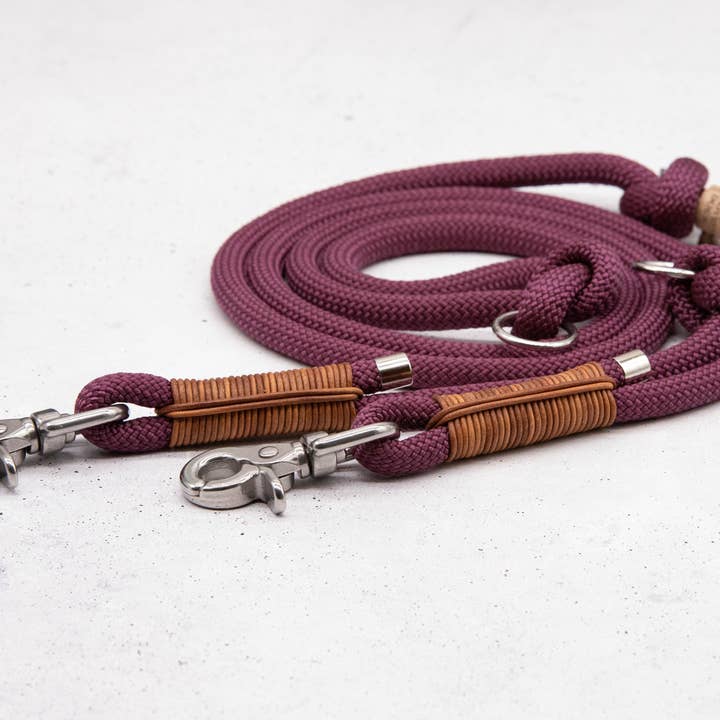 FOR LOVELY DOGS - Wholesale Pet Leash - Dog - Aubergine Leather Tau Dog Leash
