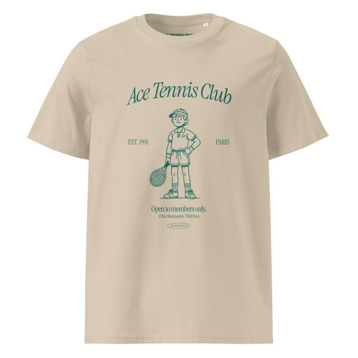 T-shirt Ace Tennis Club unisexe en coton biologique pour la vente par The Refined Spirit