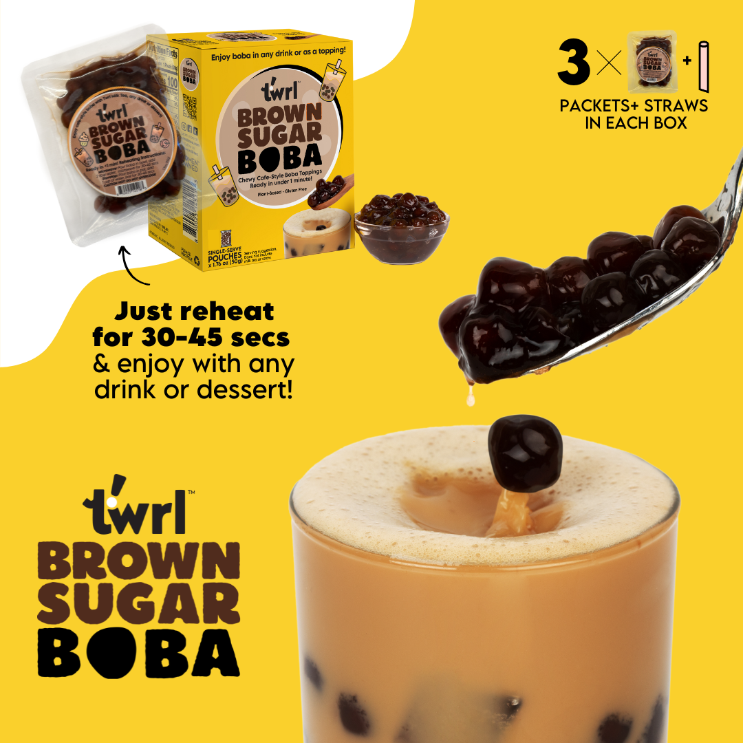 Twrl Milk Tea - Wholesale DIY Drink Kit - Brown Sugar Boba 3-Pack with Straws1