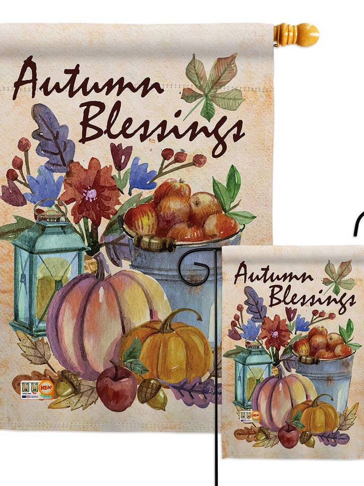 Autumn Blessings Falltime Harvest Decor Flag for wholesale by Two Group Flag Co