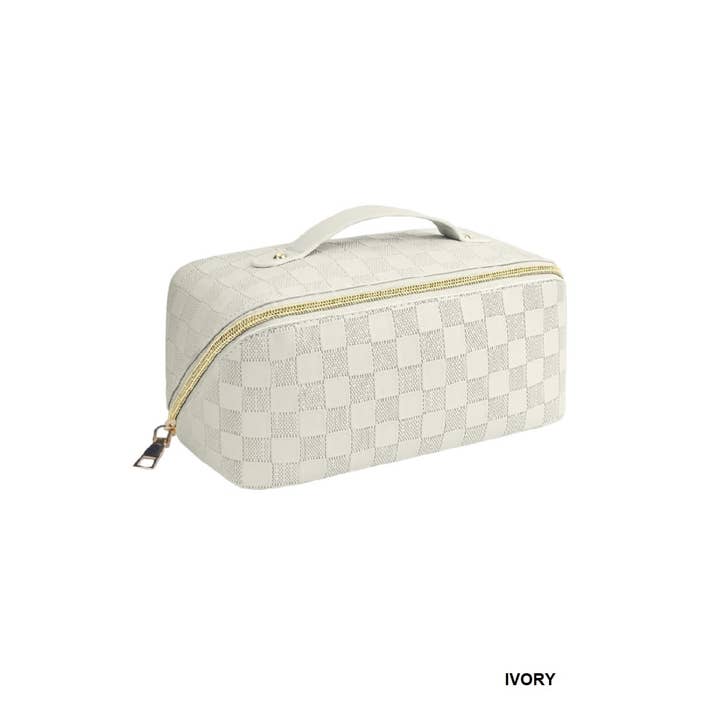 Vanilla Monkey - Wholesale Makeup/Cosmetic Bag - Vegan Leather Checkered Makeup Bag1