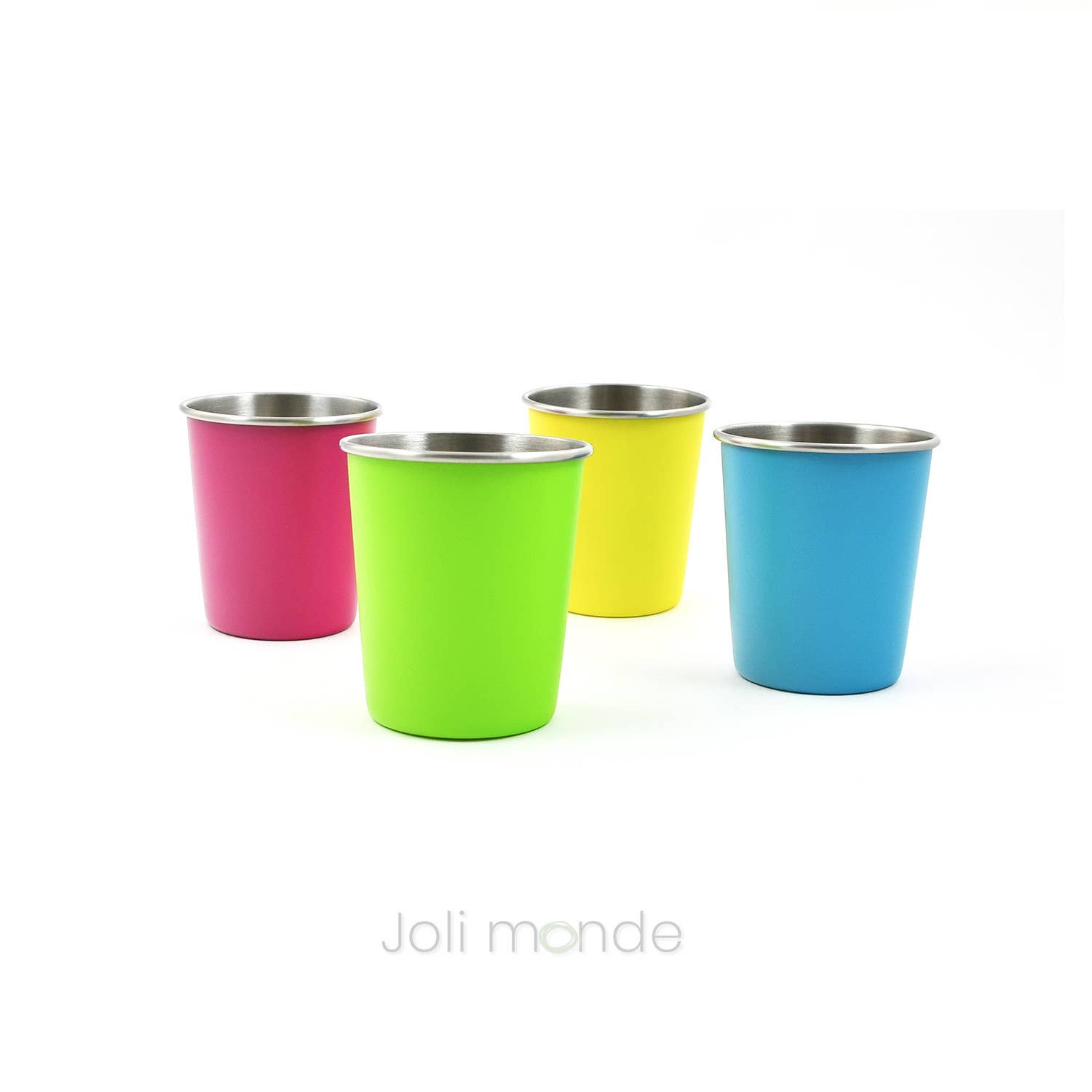Joli Monde - Vente Verre/tasse – enfant et bébé - Ensemble de 4 P'tites timbales inox 180ml - COLOR0