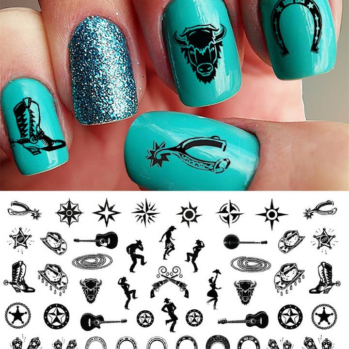 Moon Sugar Decals - Vente Nail Art/Autocollant pour les ongles - Country Western #1 - Décalcomanies Nail Art