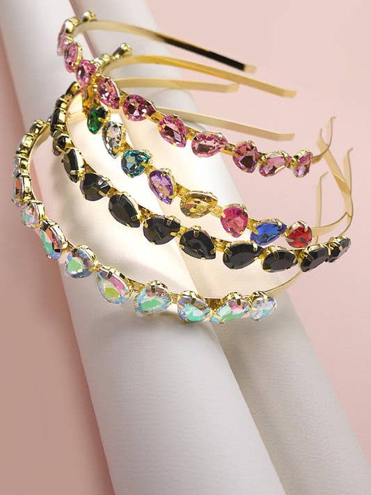 BANDEAU ORNÉ DE PERLES EN ACRYLIQUE ET STRASS | 40HB114 pour la vente par JOSSLYN by wall to wall