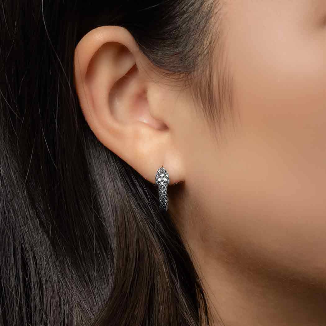 Nina Designs - Vente Petits anneaux - Boucles d'oreilles créoles en argent sterling Ouroboros 16 mm1