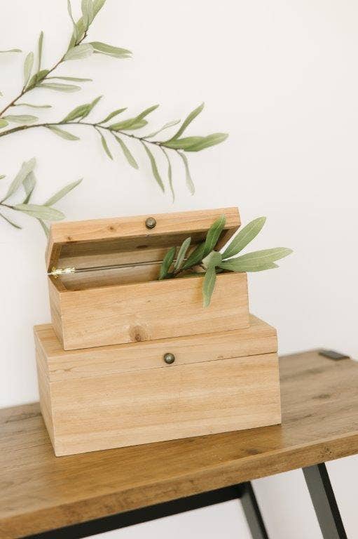 Devanie At Home (Formerly Adams & Co.) - Wholesale Decorative Box - 11699 - 9x3x5, 11x3x6 wood nested boxes s/2, ntrl ORGANIZE