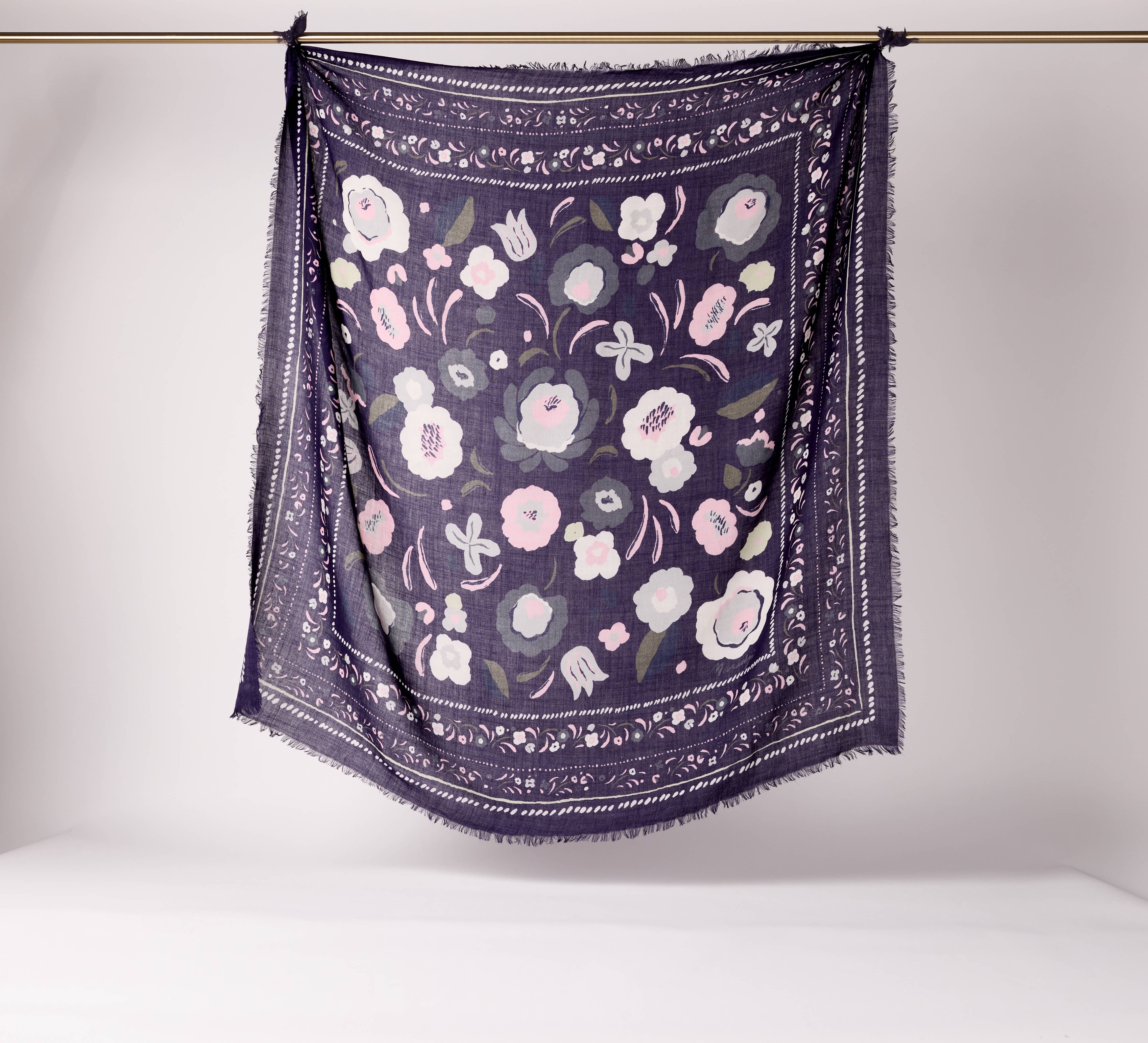 Maradji - Wholesale Scarf - Women's - BALKANS STORM BLUE WOOL AND SILK SCARF8