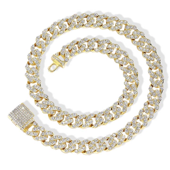 Chunky Cuban Link Chain Necklace (12mm, Gold) for wholesale by EMESLY