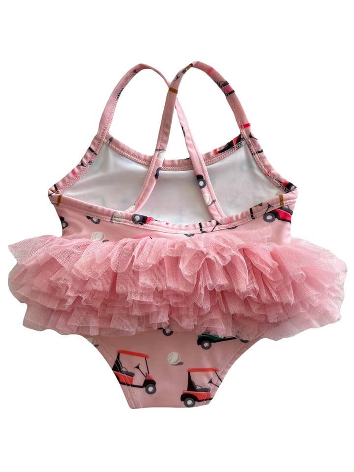 SIIX Collection - Wholesale One Piece Swimsuit - Kids - Pink Golf Cart / Ariel Tutu Swimsuit / UPF 50+ (Baby - Kids)