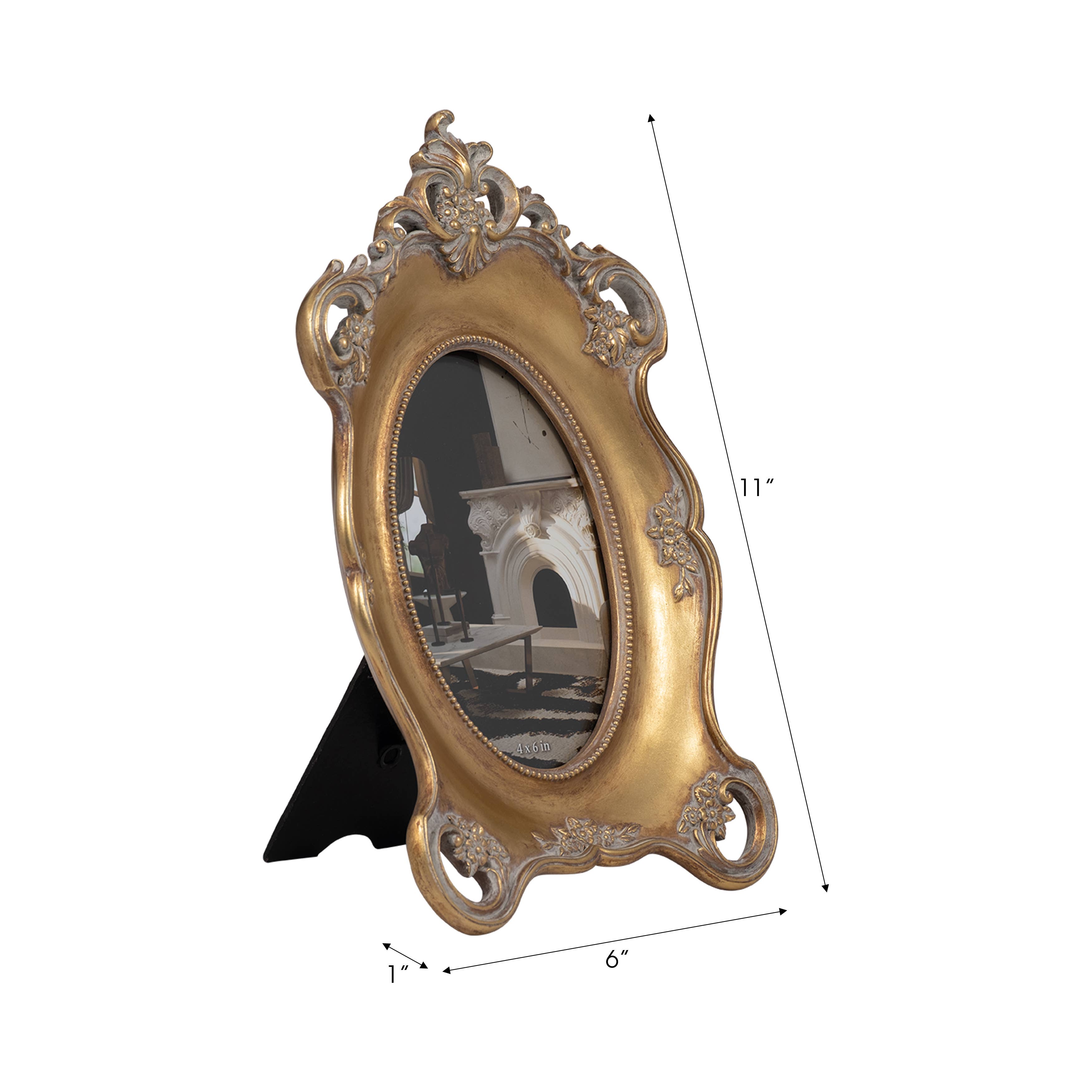 Sagebrook Home - Wholesale Picture Frame - Photo Frame - Gold Resin Decorative Baroque Oval, 4x6 in.2