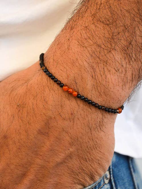 Minimale armband voor heren, zwarte kralenarmbanden, armbanden voor heren voor wholesale door Christina Christi