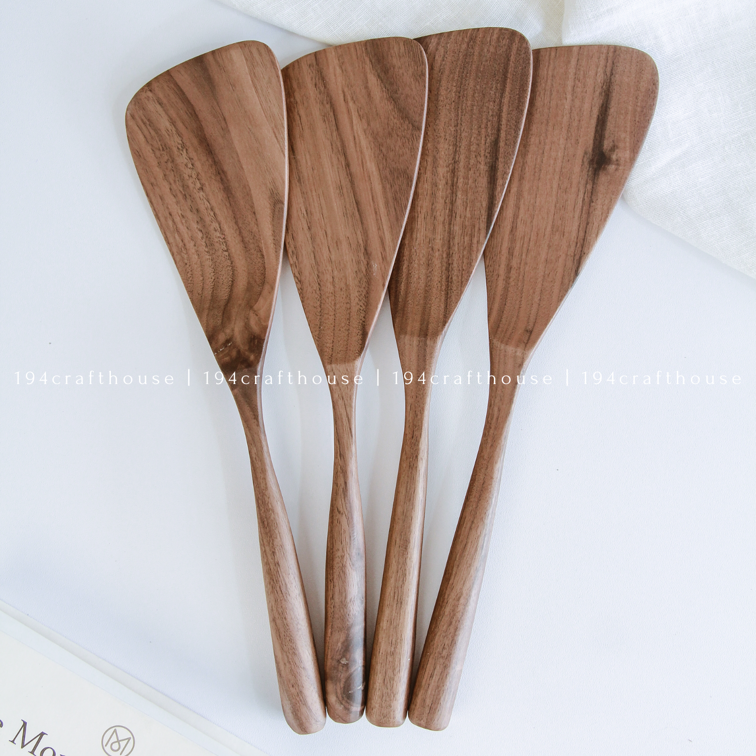 194 Craft House - Wholesale Spatula/Turner - Walnut Wood Spatula - 12"- Kitchen Serving Utensils4
